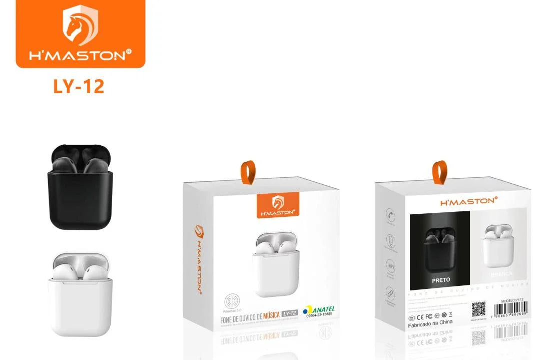 H'Maston LY12 PB Fones de Ouvido Bluetooth Sem Fio Coloridos