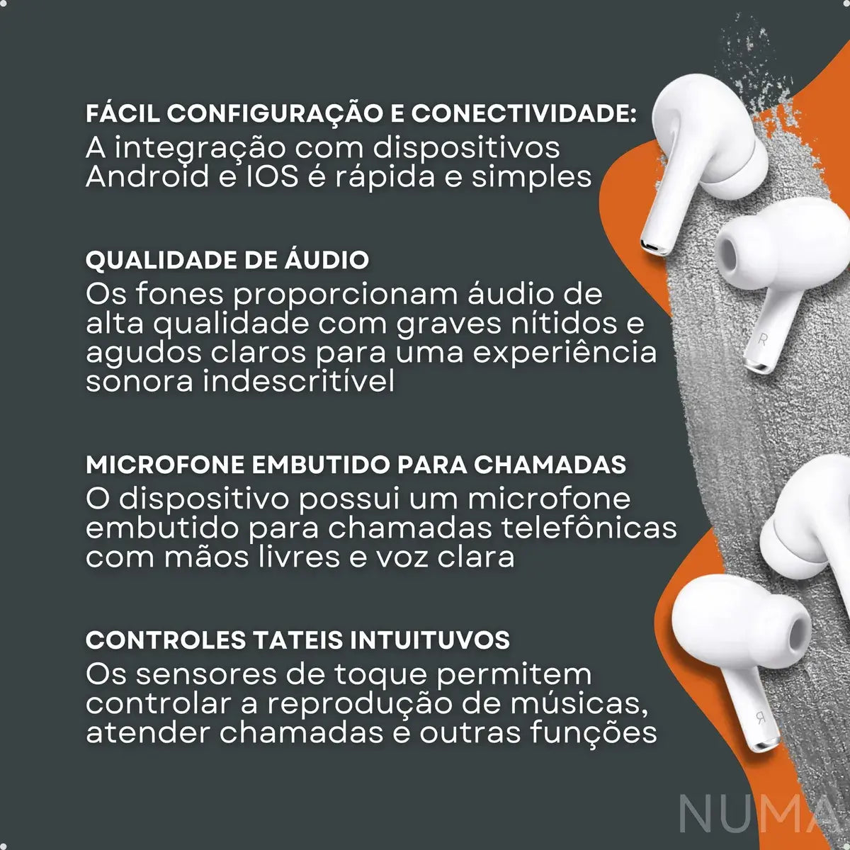 Fone Bluetooth 5.3 Android IOS A Prova D'agua