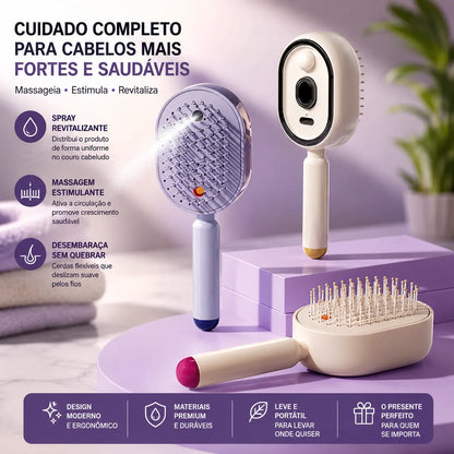 Escova Elétrica Alisadora Ar 3 em 1 a Vapor Recarregável Super Potente