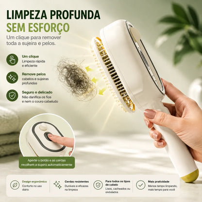 Escova Elétrica Alisadora Ar 3 em 1 a Vapor Recarregável Super Potente