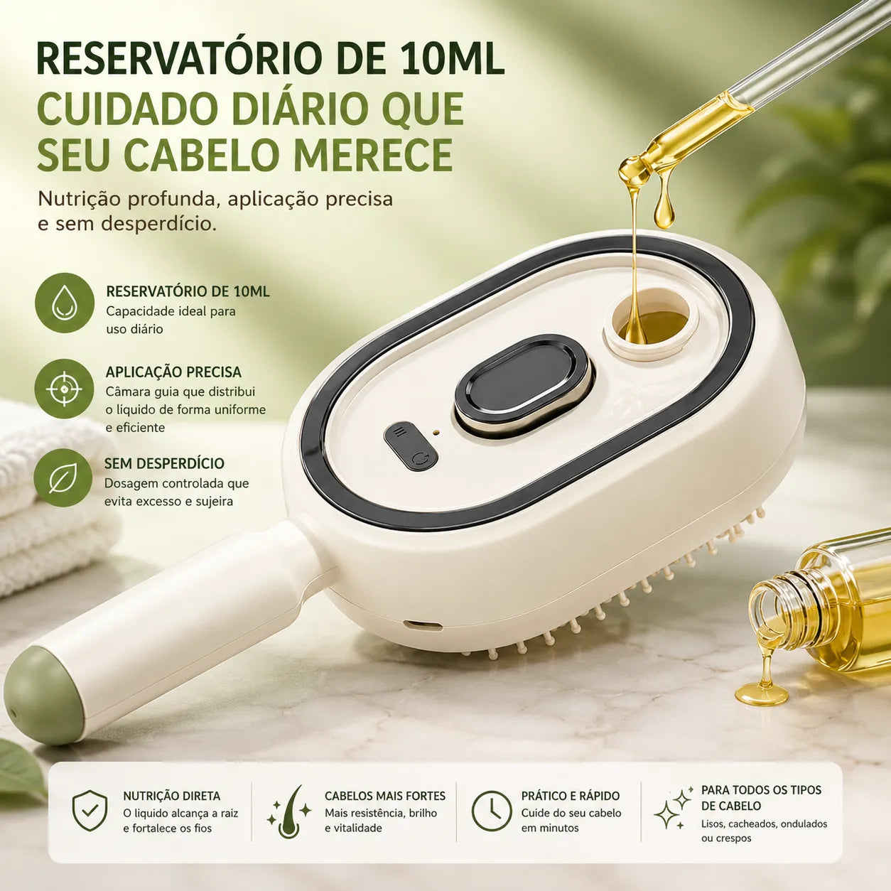 Escova Elétrica Alisadora Ar 3 em 1 a Vapor Recarregável Super Potente