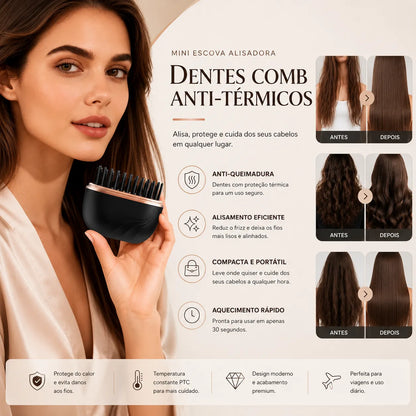 Lançamento Mini Alisador Portátil Recarregável com Revestimento Anti-Queimaduras Sem Fio Carregamento USB-C 2026