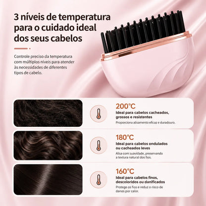 Lançamento Mini Alisador Portátil Recarregável com Revestimento Anti-Queimaduras Sem Fio Carregamento USB-C 2026