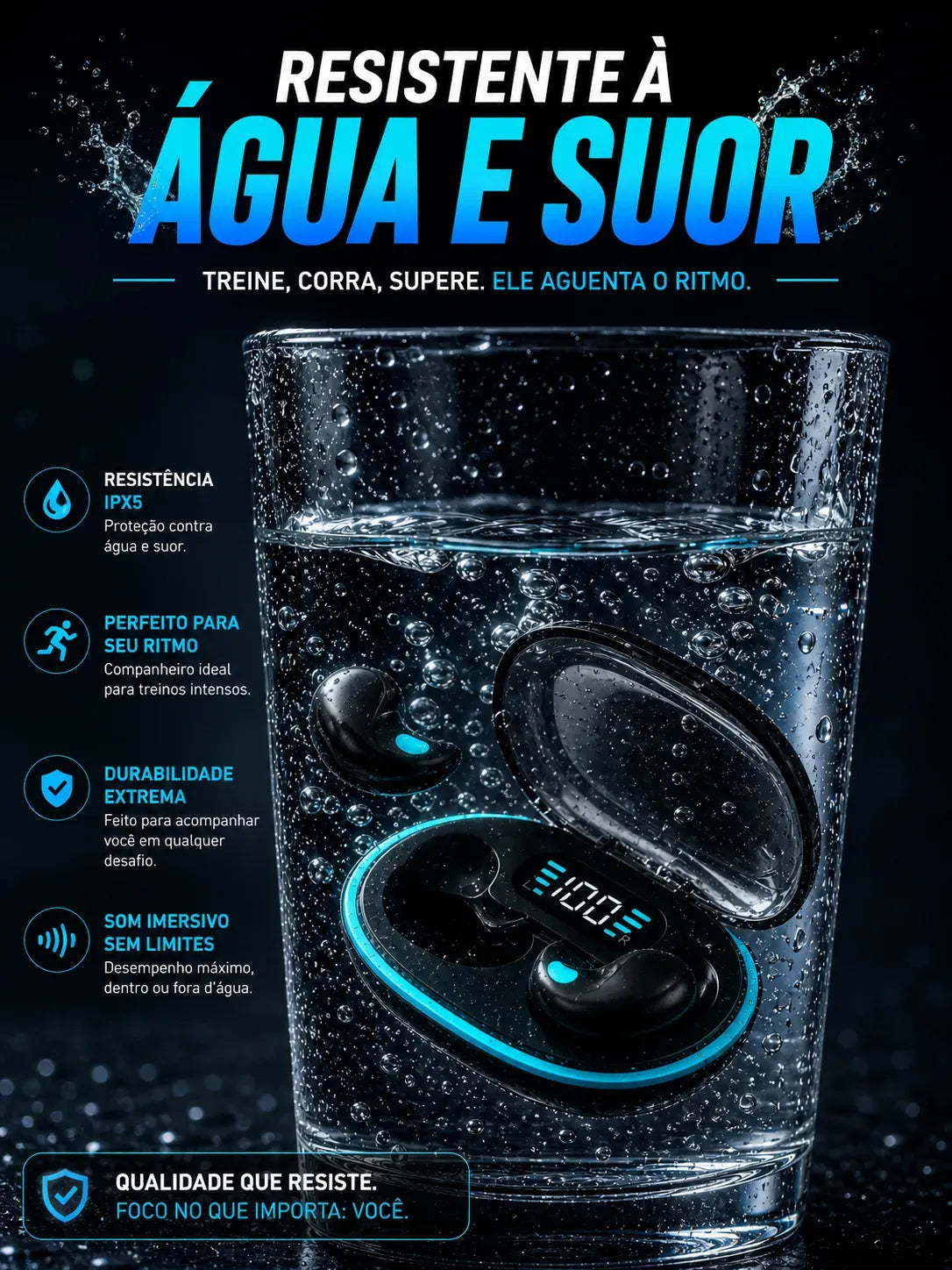 Fone Bluetooth Xiaomi 5.3 EarFit Pró A Prova D´agua Atividade Física Gamer Musicas