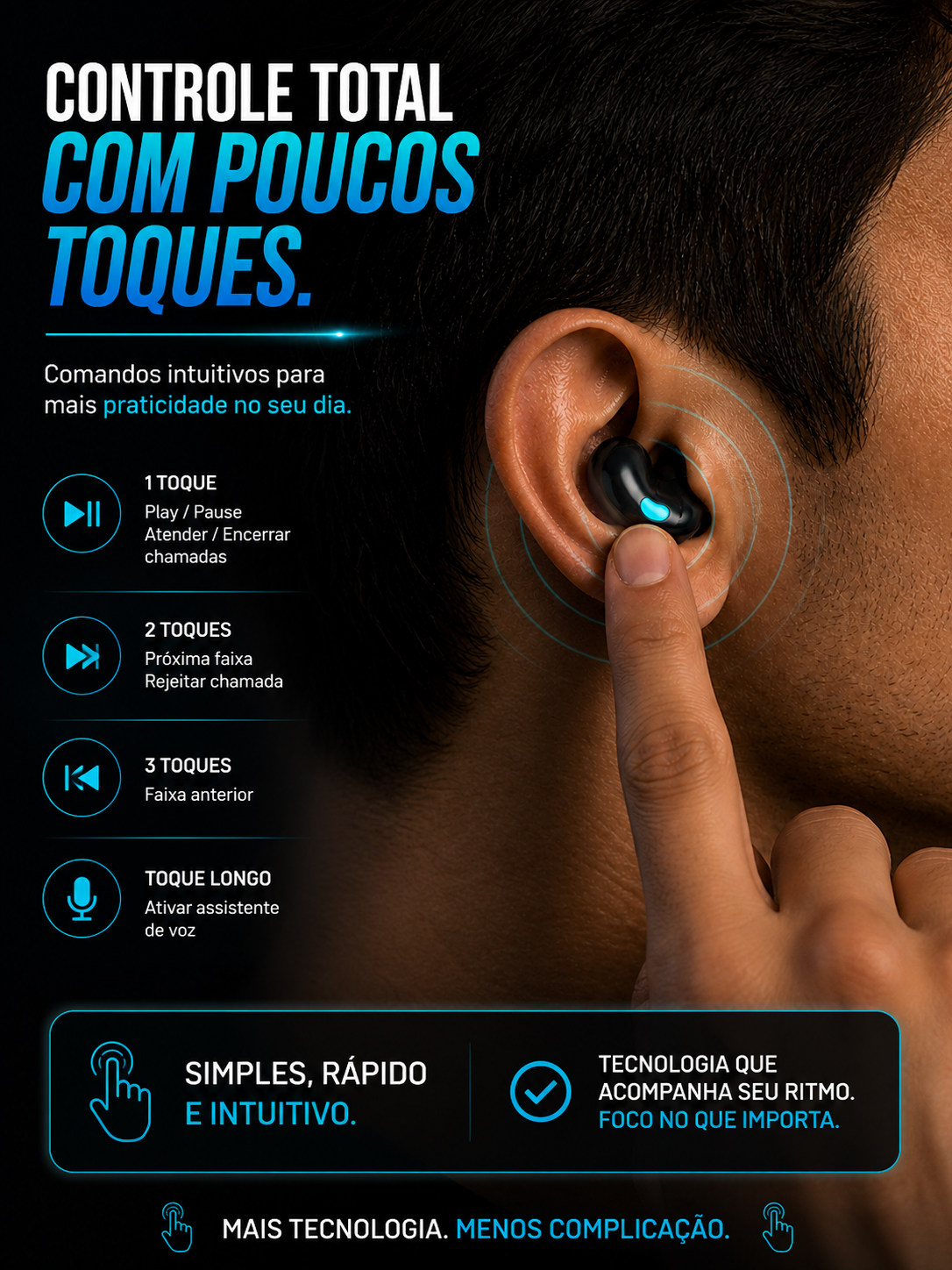 Fone Bluetooth Xiaomi 5.3 EarFit Pró A Prova D´agua Atividade Física Gamer Musicas