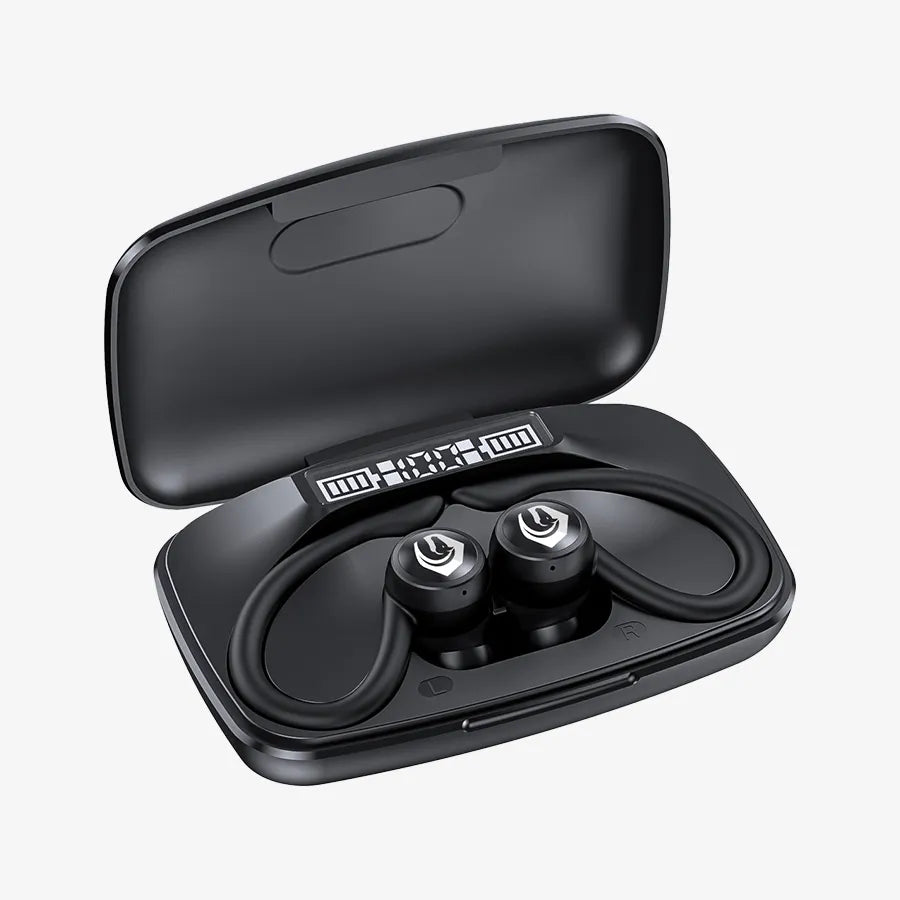 H'Maston RS55 Fone Bluetooth 5.3 com LED para Corrida com Gancho