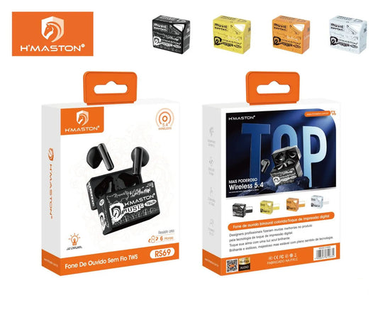 H'Maston RS69 Fone de Ouvido Bluetooth In-ear com Luz LED