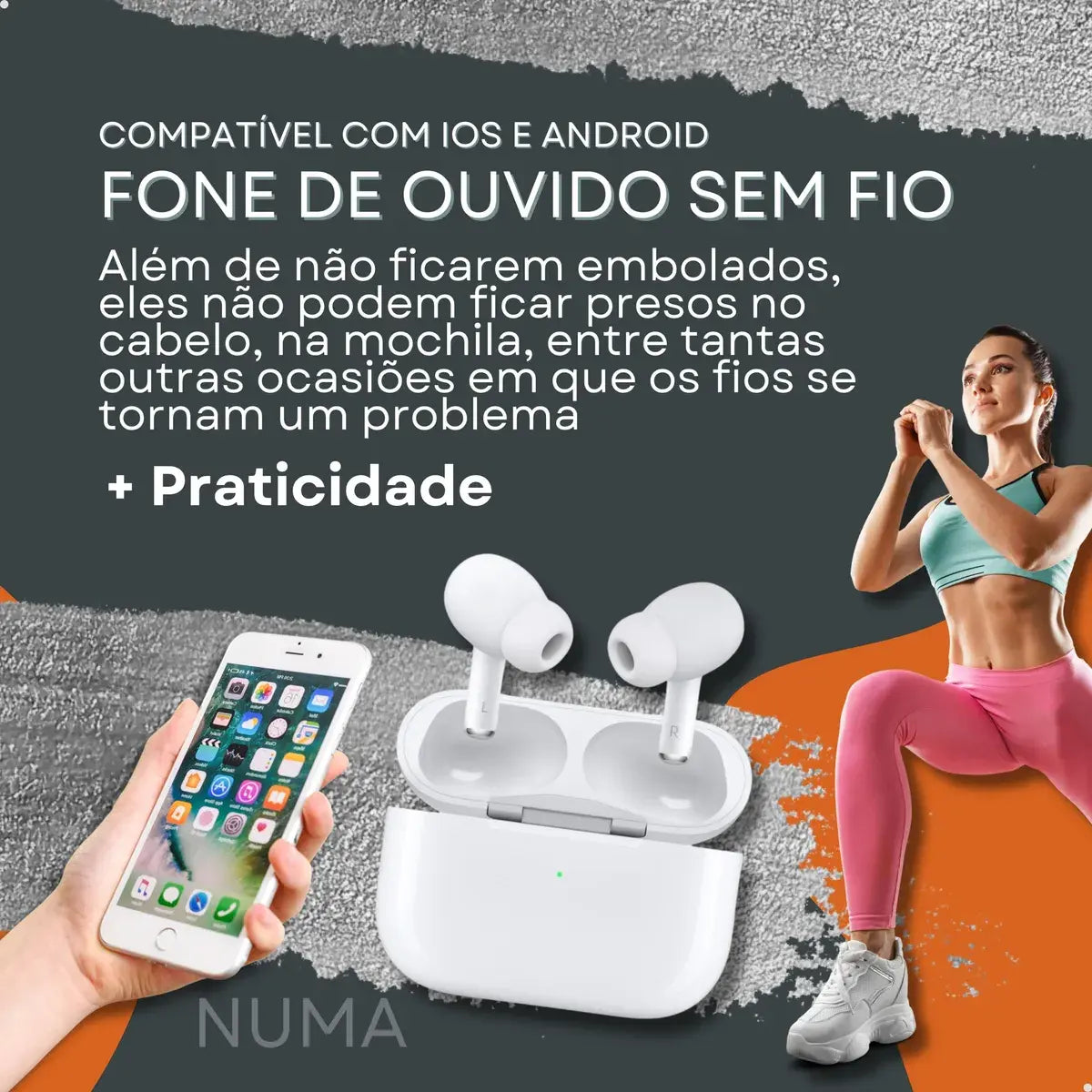 Fone Bluetooth 5.3 Android IOS A Prova D'agua